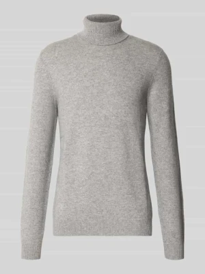 sweter z dzianiny o kroju regular fit z czystego kaszmiru ze swetrem z golfem Christian Berg Średnioszary melanż