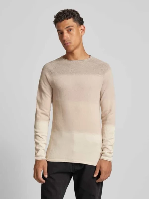 Sweter z dzianiny o kroju regular fit z czystej bawełny Jack&Jones Beżowy