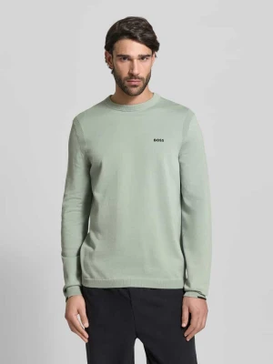 Sweter z dzianiny o kroju regular fit z czystej bawełny model ‘EVER-X’ BOSS Green