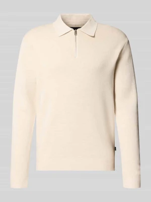 sweter z dzianiny o kroju regular fit z czystej bawełny model 'LAMILANO' Jack&Jones Złamany biały