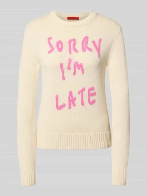 Sweter z dzianiny o kroju regular fit z czystej bawełny model 'MCOEROSO' MAX&Co. Złamany biały