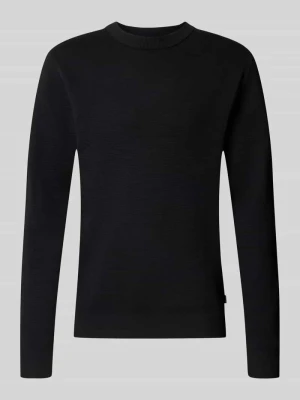 sweter z dzianiny o kroju regular fit z czystej bawełny model 'MILANO' Jack&Jones Czarny