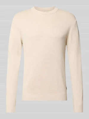 sweter z dzianiny o kroju regular fit z czystej bawełny model 'MILANO' Jack&Jones Złamany biały
