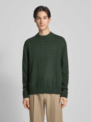 Sweter z dzianiny o kroju regular fit z czystej bawełny model ‘PHILIP’ Selected Ciemnozielony