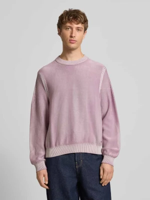 Sweter z dzianiny o kroju regular fit z czystej bawełny model ‘SEBU’ Hugo Blue