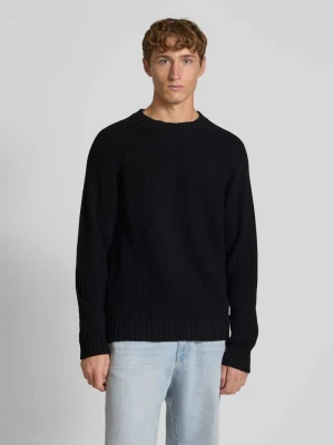 Sweter z dzianiny o kroju regular fit z czystej bawełny model ‘SONNEE’ Hugo Blue