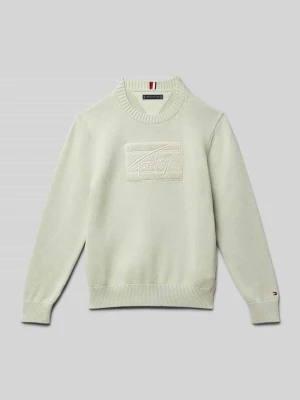 Sweter z dzianiny o kroju regular fit z czystej bawełny model ‘TOMMY’ Tommy Hilfiger Teens
