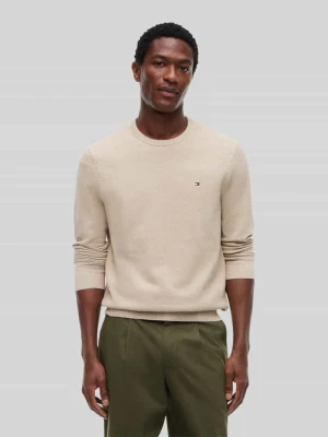 Sweter z dzianiny o kroju regular fit z czystej bawełny Tommy Hilfiger Beżowy melanż