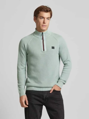 Sweter z dzianiny o kroju regular fit z czystej bawełny z kołnierzem zapinanym s.Oliver RED LABEL