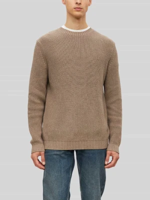 Sweter dzianinowy z czystej bawełny o kroju regular fit s.Oliver Średniobrązowy