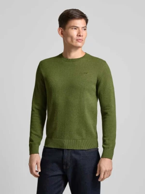 Sweter z dzianiny o kroju regular fit z czystej bawełny z wyhaftowanym logo s.Oliver RED LABEL