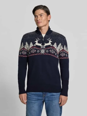 sweter z dzianiny o kroju regular fit z czystej wełny model 'Dale' Dale of Norway Granatowy