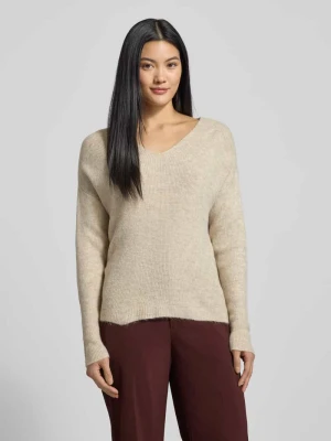 Sweter z dzianiny o kroju regular fit z dekoltem w serek model ‘CREWLEFILEGLITTER’ Vero Moda