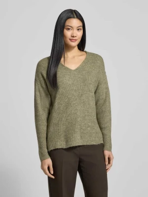 Sweter z dzianiny o kroju regular fit z dekoltem w serek model ‘CREWLEFILEGLITTER’ Vero Moda
