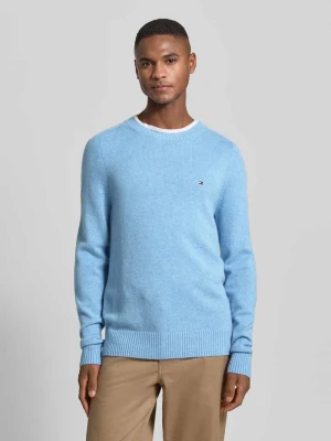 Sweter z dzianiny o kroju regular fit z delikatnej wełny Tommy Hilfiger Jasnoniebieski