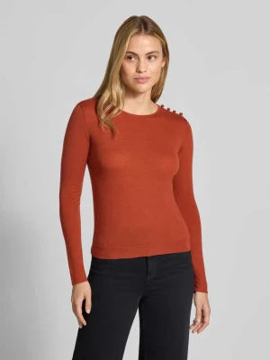 sweter z dzianiny o kroju regular fit z detalami z guzikiem Marella Ciemnoczerwony
