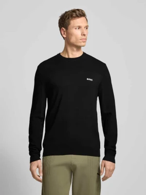 Sweter z dzianiny o kroju regular fit z dodatkiem wełny model ‘MOMENTUM’ BOSS Green