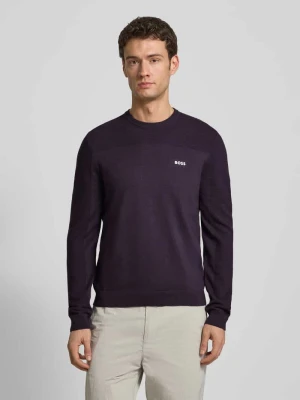 Sweter z dzianiny o kroju regular fit z dodatkiem wełny model ‘MOMENTUM’ BOSS Green