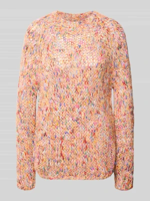 sweter z dzianiny o kroju regular fit z dodatkiem żywej wełny w imitacji dzianiny Rich & Royal Pomarańczowy