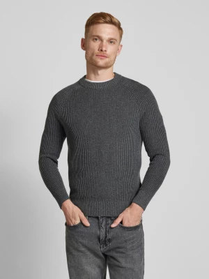 Sweter z dzianiny o kroju regular fit z dwukolorowym efektem z mieszanki bawełny ekologicznej i żywej wełny Marc O'Polo