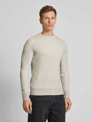 Sweter z dzianiny o kroju regular fit z dwukolorowym efektem z mieszanki bawełny ekologicznej i żywej wełny Marc O'Polo