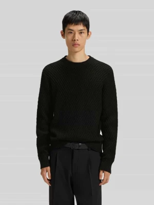 Sweter z dzianiny o kroju regular fit z fakturowanym wzorem 3D model ‘SYER’ HUGO