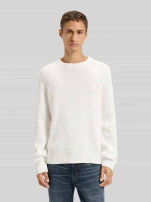 Sweter z dzianiny o kroju regular fit z fakturowanym wzorem 3D model ‘SYER’ HUGO