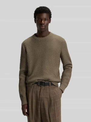 Sweter z dzianiny o kroju regular fit z fakturowanym wzorem 3D model ‘SYER’ HUGO