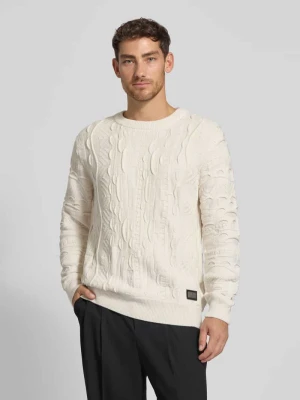 Sweter z dzianiny o kroju regular fit z fakturowanym wzorem carlo colucci