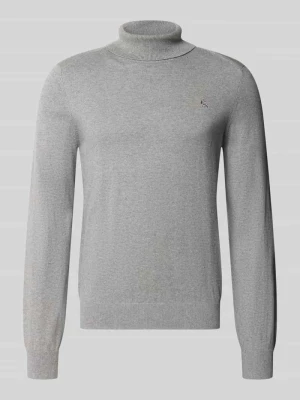 sweter z dzianiny o kroju regular fit z golfem Lerros Błękitny