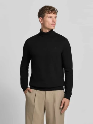 sweter z dzianiny o kroju regular fit z golfem Lerros Czarny