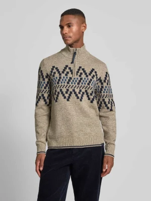 Sweter z dzianiny o kroju regular fit z kołnierzem zapinanym Lerros