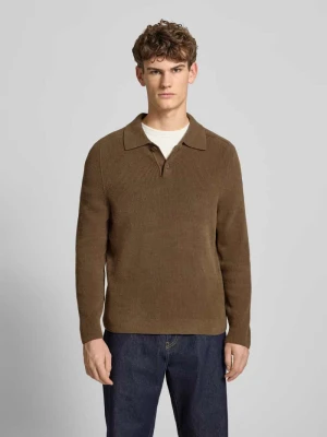 Sweter z dzianiny o kroju regular fit z kołnierzykiem polo Marc O'Polo DENIM
