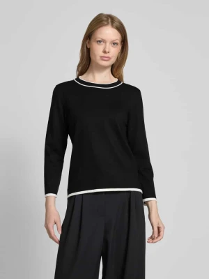 Sweter z dzianiny o kroju regular fit z kontrastową, prążkowaną plisą s.Oliver BLACK LABEL