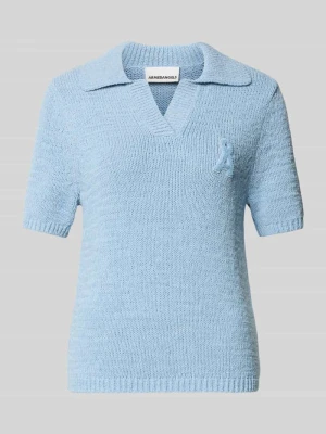 sweter z dzianiny o kroju regular fit z krótkim rękawem z czystej bawełny model 'ICONIC' ARMEDANGELS Jasnoniebieski