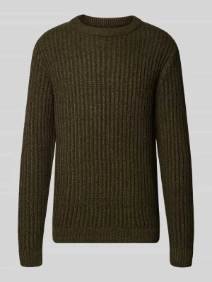 sweter z dzianiny o kroju regular fit z mieszanka bawełny model 'AXON' Jack&Jones Ciemnozielony