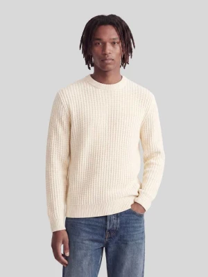 sweter z dzianiny o kroju regular fit z mieszanka bawełny model 'AXON' Jack&Jones Złamany biały