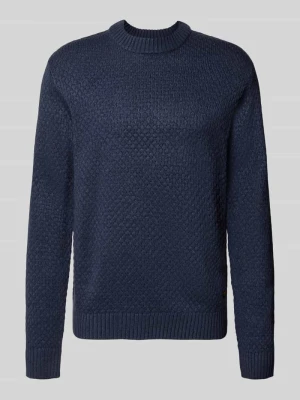 sweter z dzianiny o kroju regular fit z mieszanka bawełny model 'BLAKE' Jack&Jones Granatowy
