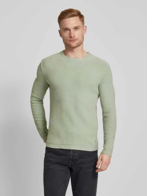 Sweter z dzianiny o kroju regular fit z mieszanki bawełny ekologicznej i przędzy szenilowej z gładką fakturą o splocie poprzecznym Marc O'Polo