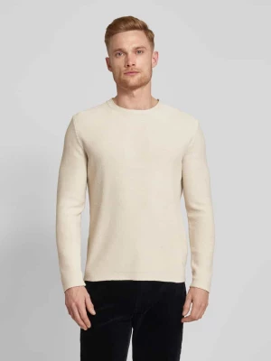 Sweter z dzianiny o kroju regular fit z mieszanki bawełny ekologicznej i przędzy szenilowej z gładką fakturą o splocie poprzecznym MARC O POLO