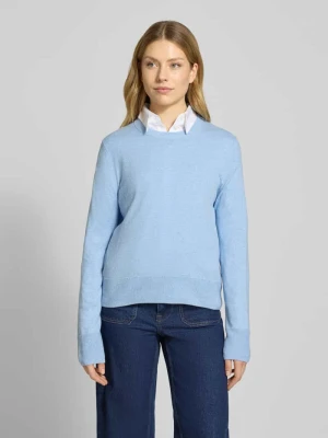 Sweter z dzianiny o kroju regular fit z mieszanki bawełny i kaszmiru Tom Tailor Jasnoniebieski