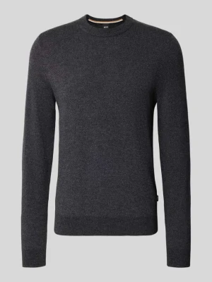 Sweter z dzianiny o kroju regular fit z mieszanki bawełny i żywej wełny model ‘HESTRO’ Boss