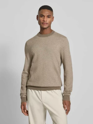 Sweter z dzianiny o kroju regular fit z mieszanki bawełny i żywej wełny model ‘HESTRO’ Boss