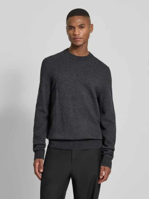 Sweter z dzianiny o kroju regular fit z mieszanki bawełny i żywej wełny model ‘HESTRO’ Boss