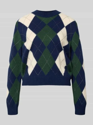 sweter z dzianiny o kroju regular fit z mieszanki bawełny model 'GRACIE' Guess Niebieski