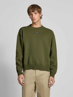 Sweter z dzianiny o kroju regular fit z mieszanki bawełny model ‘SAN CASEY’ Hugo Blue