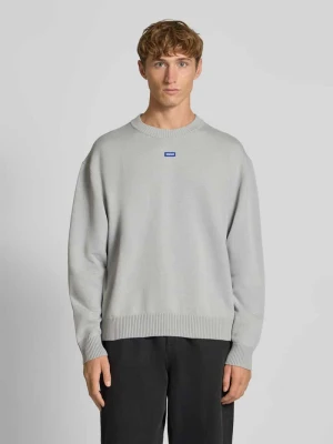Sweter z dzianiny o kroju regular fit z mieszanki bawełny model ‘SAN CASEY’ Hugo Blue