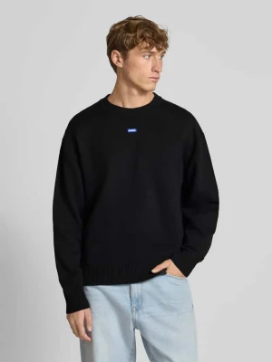 Sweter z dzianiny o kroju regular fit z mieszanki bawełny model ‘SAN CASEY’ Hugo Blue