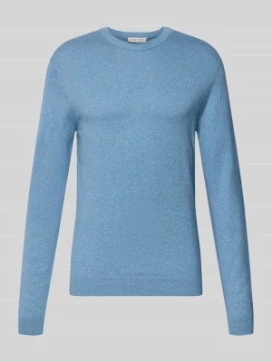 sweter z dzianiny o kroju regular fit z mieszanki bawełny z dodatkiem kaszmiru Casual Friday Błękitny