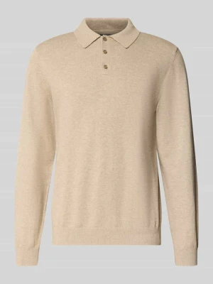 sweter z dzianiny o kroju regular fit z mieszanki bawełny z dodatkiem kaszmiru MCNEAL Ziemisty brązowy melanż
